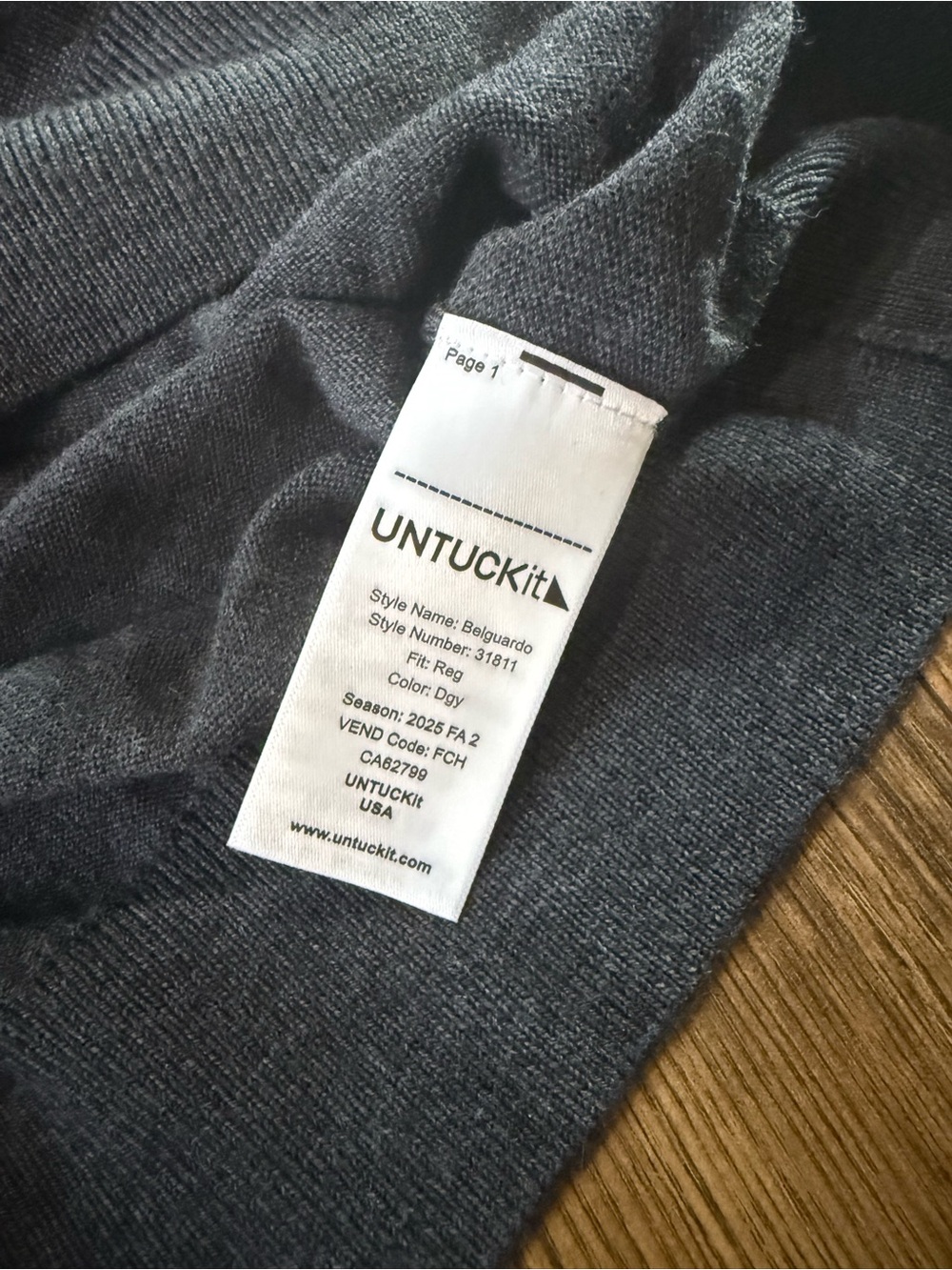 UNTUCKit Sweater Mens Medium Gray Belguardo Merino Wool 1/4 Zip Smart Casual - Picture 8 of 9